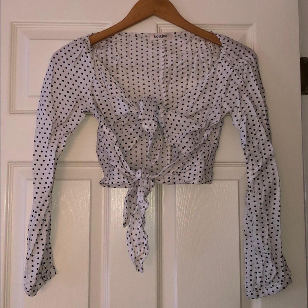 Black and white crop top with front ties